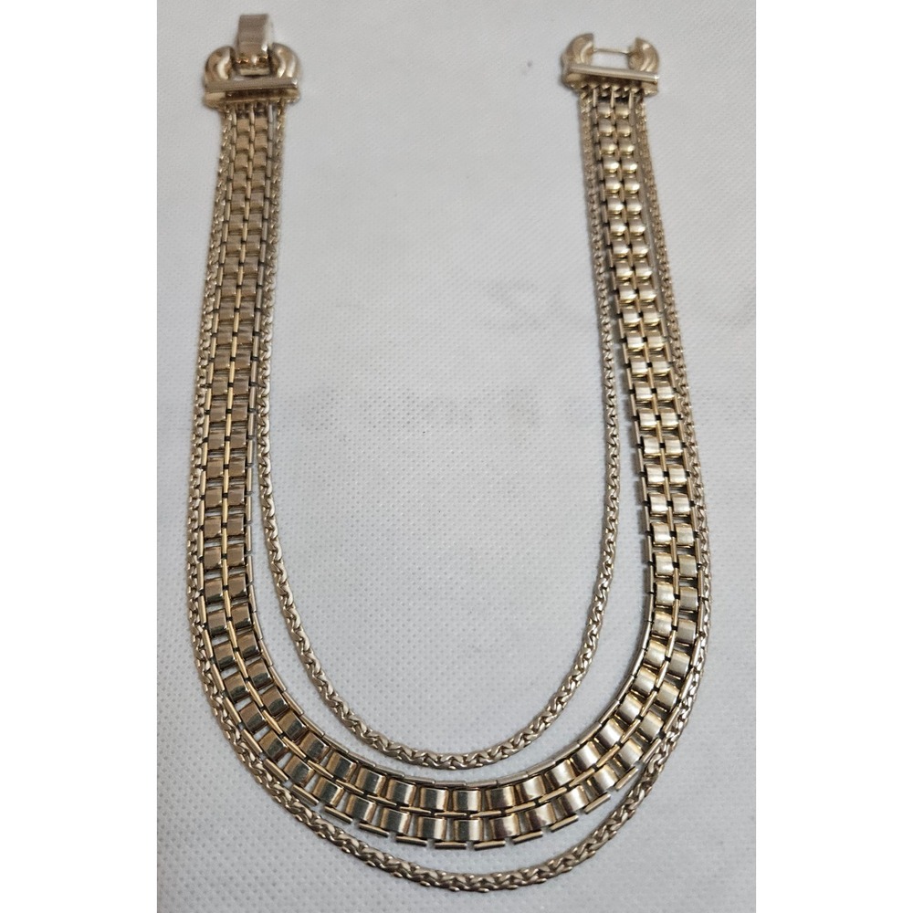 Gold Tone Multi Strand Chain Bracelet Statement Jewelry Fashion Accessory